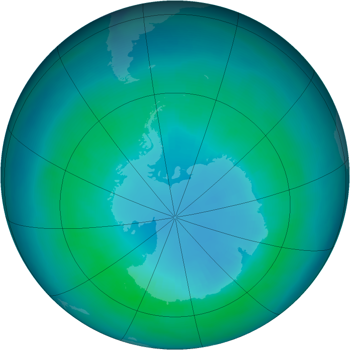 Antarctic ozone map for April 2000